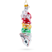 Load image into Gallery viewer, Casino Poker Chips and Cards Glass Christmas Ornament