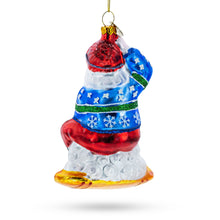 Load image into Gallery viewer, Snowboarding Santa Glass Christmas Ornament