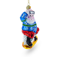 Load image into Gallery viewer, Snowboarding Santa Glass Christmas Ornament
