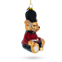 Load image into Gallery viewer, Teddy Bear in King's Guard Uniform Glass Christmas Ornament