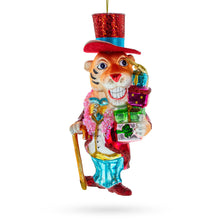Load image into Gallery viewer, Dapper Tiger Gentleman Glass Christmas Ornament
