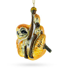 Load image into Gallery viewer, Hanging Sloth Glass Christmas Ornament