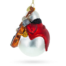 Load image into Gallery viewer, Whimsical Snowman Playing Cello Glass Christmas Ornament