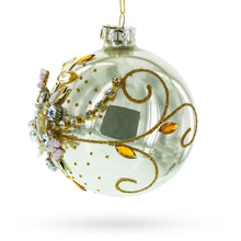 Load image into Gallery viewer, Exquisite Jeweled Flowers Adorning Glass Ball Christmas Ornament