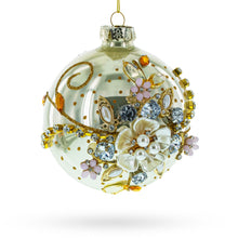 Load image into Gallery viewer, Exquisite Jeweled Flowers Adorning Glass Ball Christmas Ornament