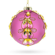 Load image into Gallery viewer, Enchanting Jeweled Pink Glass Ball Christmas Ornament