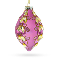 Load image into Gallery viewer, Radiant Pink Jeweled Glass Rhombus Finial Glass Christmas Ornament