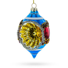 Load image into Gallery viewer, Retro Reflection Blue Retro-Inspired Glass Christmas Ornament