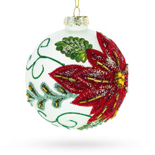 Load image into Gallery viewer, Beaded Red Flower Adorning Glass Ball Christmas Ornament