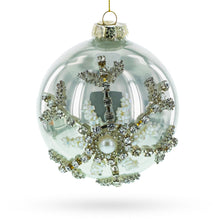 Load image into Gallery viewer, Silver Glitter Snowflake Glass Ball Christmas Ornament