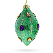 Load image into Gallery viewer, Jeweled Green Rhombus -Glass Christmas Ornament