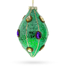 Load image into Gallery viewer, Jeweled Green Rhombus -Glass Christmas Ornament