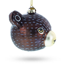 Load image into Gallery viewer, Bear Head Whimsical Glass Christmas Ornament