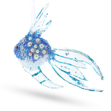 Load image into Gallery viewer, Beaded Blue Coral Reef Fish Glass Christmas Ornament
