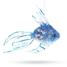 Load image into Gallery viewer, Beaded Blue Coral Reef Fish Glass Christmas Ornament