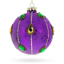 Load image into Gallery viewer, Jeweled-Accent Purple Ball Glass Ball Christmas Ornament