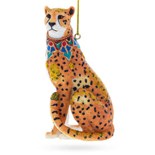 Load image into Gallery viewer, Regal Cheetah Glass Christmas Ornament
