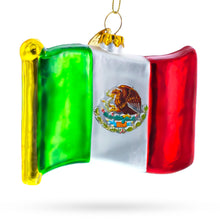 Load image into Gallery viewer, Waving Flag of Mexico Glass Christmas Ornament