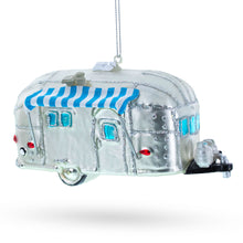 Load image into Gallery viewer, Camper Trailer with Awning Glass Christmas Ornament