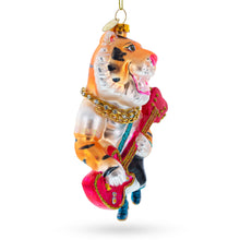 Load image into Gallery viewer, Rockstar Tiger with Guitar Glass Christmas Ornament