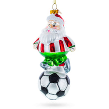 Load image into Gallery viewer, Santa the Soccer Player Glass Christmas Ornament