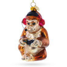 Load image into Gallery viewer, Monkey Video Gamer Glass Christmas Ornament