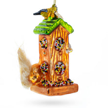 Load image into Gallery viewer, Woodland Bird Feeder with Squirrel Glass Christmas Ornament