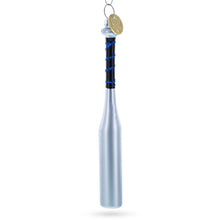 Load image into Gallery viewer, Silver Baseball Bat Glass Christmas Ornament