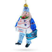 Load image into Gallery viewer, Mailman Delivering Priority Mail Glass Christmas Ornament