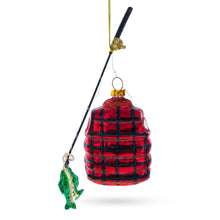 Load image into Gallery viewer, Fisherman Jacket and Rod Glass Christmas Ornament
