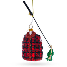 Load image into Gallery viewer, Fisherman Jacket and Rod Glass Christmas Ornament