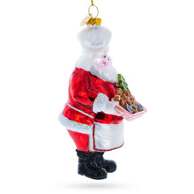 Load image into Gallery viewer, Santa Baking Gingerbread Cookies Glass Christmas Ornament