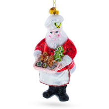 Load image into Gallery viewer, Santa Baking Gingerbread Cookies Glass Christmas Ornament