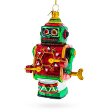 Load image into Gallery viewer, Robot-Drummer Glass Christmas Ornament