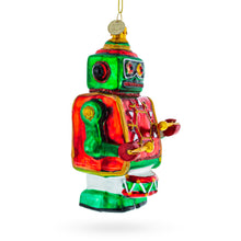 Load image into Gallery viewer, Robot-Drummer Glass Christmas Ornament