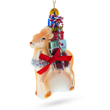 Load image into Gallery viewer, Deer Carrying Gifts Glass Christmas Ornament
