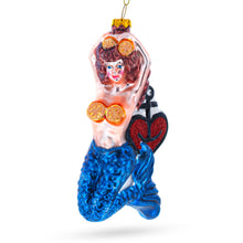 Load image into Gallery viewer, Mermaid Anchor Glass Christmas Ornament