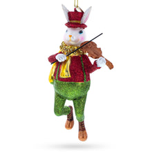 Load image into Gallery viewer, White Rabbit Alice's Adventures in Wonderland Glass Christmas Ornament