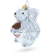 Load image into Gallery viewer, Silver Squirrel Retro Glass Christmas Ornament