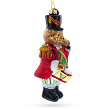 Load image into Gallery viewer, Teddy Bear Drummer Glass Christmas Ornament