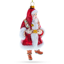 Load image into Gallery viewer, Classic Santa in Fur-Trimmed Coat Glass Christmas Ornament