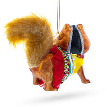 Load image into Gallery viewer, Chipmunk Wearing Dress Glass Christmas Ornament