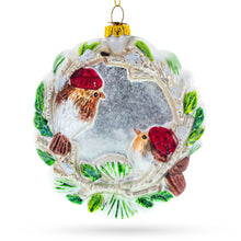 Load image into Gallery viewer, Birds on a Wreath Glass Christmas Ornament