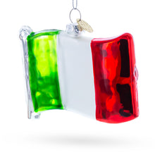 Load image into Gallery viewer, Waving Flag of Italy Glass Christmas Ornament