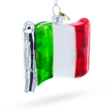 Load image into Gallery viewer, Waving Flag of Italy Glass Christmas Ornament