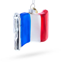 Load image into Gallery viewer, Waving Flag of France Glass Christmas Ornament