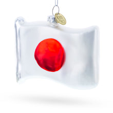 Load image into Gallery viewer, Waving Flag of Japan Glass Christmas Ornament