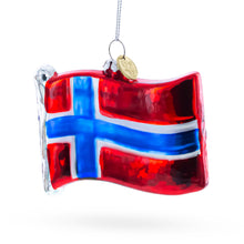 Load image into Gallery viewer, Waving Flag of Norway Glass Christmas Ornament