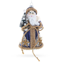 Load image into Gallery viewer, Rustic Coastal Santa with Burlap Accents &amp; Starfish Design Christmas Ornament