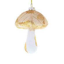 Load image into Gallery viewer, Gold Glitter Mushroom Glass Christmas Ornament